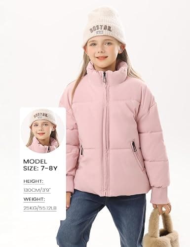 ACTCHIC Girls Winter Puffer Jacket Warm Cropped Quilted Jacket Zip Up Puffy Coat 7-16 Years thumbnail 6