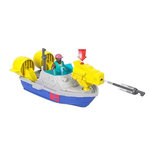 Fisher-Price Imaginext Jurassic World Rebirth Aquachomp Chase Mosasaurus 18-inch Dinosaur Toy with 3-inch Action Figure, Launcher Boat & 2 Projectiles thumbnail 5