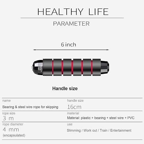 DEGOL Skipping Rope with Ball Bearings Rapid Speed Adjustable Jump Rope Cable and 6” Memory Foam Handles Ideal for Aerobic Exercise Like Speed Training, Extreme Jumping, Endurance Training and Gym thumbnail 4