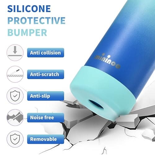 Mininoo Insulated Stainless Steel Kids Water Bottle for School with Straw Lid & Strap, 50 Stickers, 18 oz(Sky/Blue) thumbnail 5
