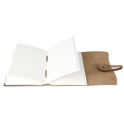 KomalC Dark Tan Leather Journal 7x5 | Handmade Vintage Notebook with Unlined Pages | Rustic Cotton Paper | Antique-Style Travel Diary & Sketchbook for Men & Women thumbnail 5