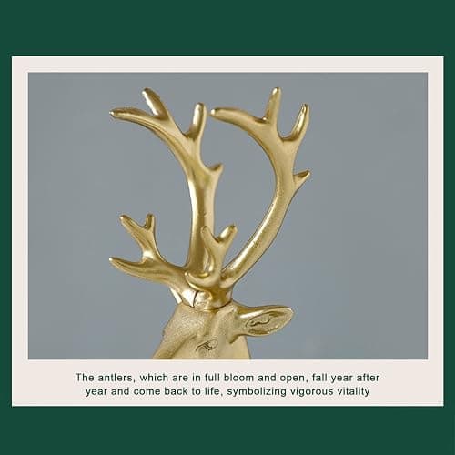 BULINGNA 2Pcs Christmas Reindeer Figurines, Resin Elk Sculpture Miniature Figurine Xmas Deer Statue Artificial Animal Crafts Home Decoration Ornament (Solid Gold) thumbnail 5