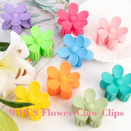 Flower Hair Clips for Women - 9 PCS Matte Claw Clips With Strong Hold for Thick and Thin Hair - Non Slip, 9 Styles thumbnail 3
