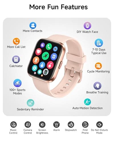 Woneligo Smart Watch for Women, Answer/Make Calls, Alexa Built-in, 1.85" Touch Screen Fitness Tracker for Android & iPhone, Heart Rate/Sleep/SpO2 Monitor Smartwatch, Waterproof (Rose Gold) thumbnail 7