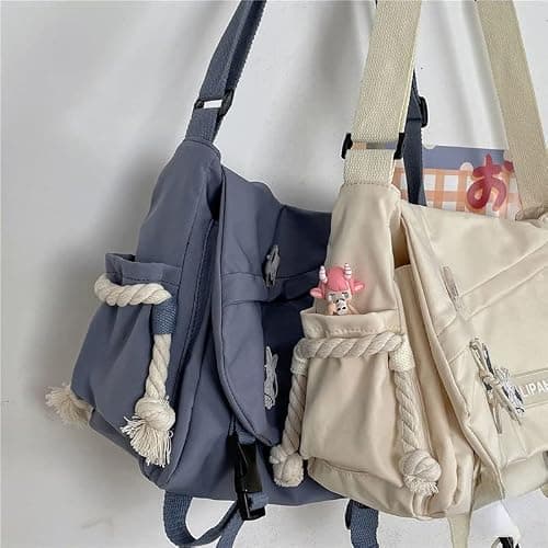 Pbkabiug Cute Nylon Messenger Bag for Women Kawaii Shoulder Crossbody Bag with Kawaii Accessories Aesthetic Tote Bag thumbnail 5