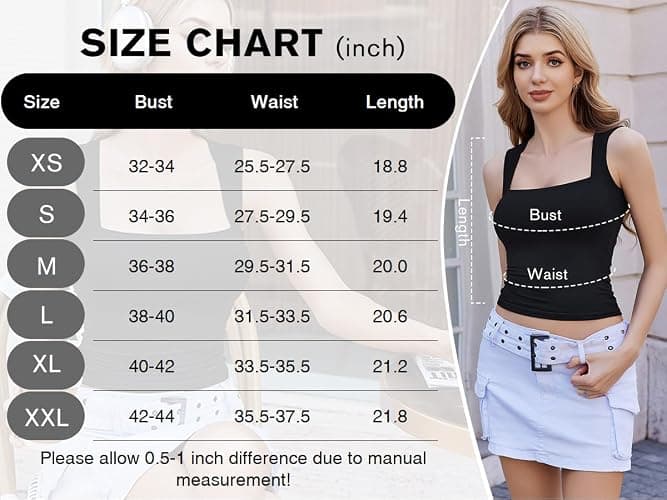 Avidlove Women's Crop Tops Square Neck Vests Going Out Shirts Sexy Outfit | Cool, breathable, and stretchy fabric，Trendy Y2K summer style，Slim-fit, flattering silhouette,Festival Party Streetwear thumbnail 6