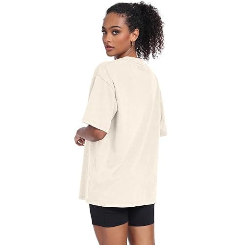 Womens Washed Vintage Oversized T-Shirt Casual Baggy Streetwear Boyfriend Tee Workout Short Sleeve Cotton Tops thumbnail 4