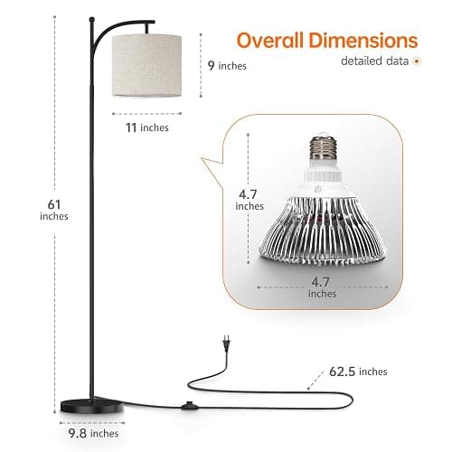 Bstrip Grow Lights for Indoor Plants Full Spectrum, 3000K Tall Plant Light, 25W Led Grow Light with Stand, Plant Lamp with Auto On/Off Timer Function, Angle Adjustable thumbnail 8