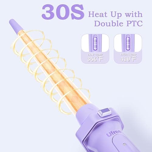 Birthday Gifts for Women, Ufree 5 in 1 Curling Iron with Interchangeable Ceramic Barrels (0.35"-1.25"), Curling Wand Set with Flat Iron Hair Straightener, Instant Heat Up, Dual Voltage Hair Curler thumbnail 3