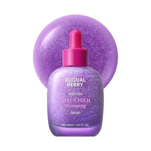 EQQUALBERRY Bakuchiol Plumping Face Serum - Retinol Natural Alternative for Sensitive Skin, with Niacinamide & Hyaluronic Acid, Pore & Wrinkle Korean Skin Care (1.01oz / 30ml) - Image 1