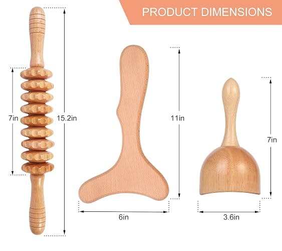 Komogir 3-in-1 Wood Therapy Massage Tools Lymphatic Drainage Massager Wooden Massager for Maderoterapia,Anti-Cellulite, Body Sculpting & Contouring thumbnail 6