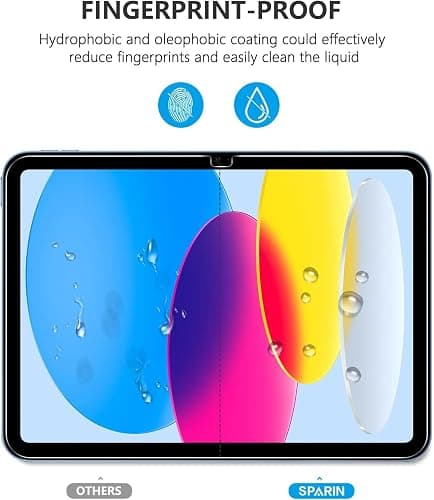 SPARIN 2 Stück Schutzfolie für iPad 11/10. Generation, iPad (A16) 11 zoll 2025/10,9 zoll 2022, 9H Härte Kratzfest Panzer Schutz Glas Folie thumbnail 9