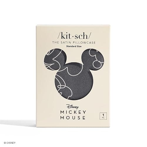 Kitsch & Disney Mickey Mouse Satin Pillowcase with Zipper Softer Than Silk, Cooling Pillow Case for Hair & Skin, Wrinkle-Free, Machine Washable, Queen/Standard 19x26 thumbnail 4