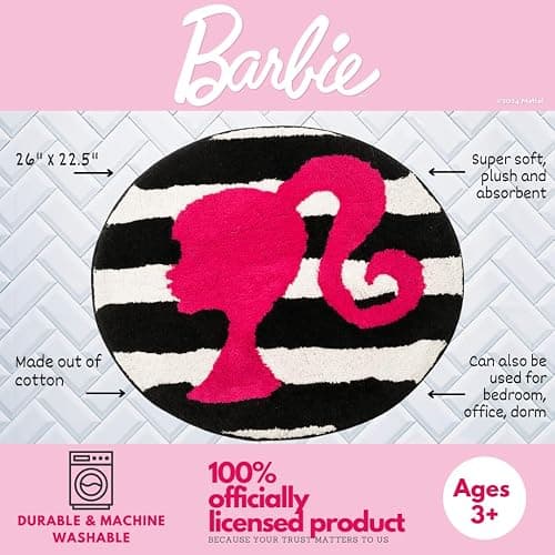 Collectibles Barbie 100% Cotton Non Slip Plush Bathroom Mat Rug (Officially Licensed Product) by Franco thumbnail 3
