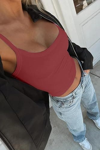 CHYRII Womens Tank Tops with Built in Bra Fashion Workout Top Longline Sports Bra Basic Camisole Top thumbnail 2