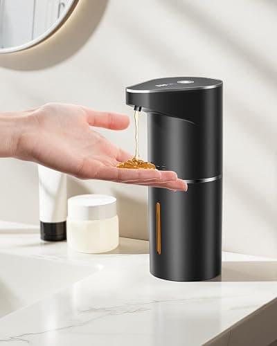 Fantictas Automatic Liquid Soap Dispenser, 3 Levels for Kitchen and Bath | For Hand and Dish Soap, Responsive Sensor, Type-C Charging, 90-day Use, Wall Mountable, IPX5 Waterproof, 350ML, Black Gel - Image 1