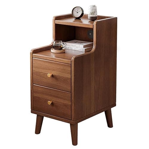 Modern Nightstand with 2 Drawers and Open Shelf - Sturdy and Multifunctional Side Table for Bedrooms, Living Rooms and Small Spaces (Size : Length:30cm/12in) - Image 1