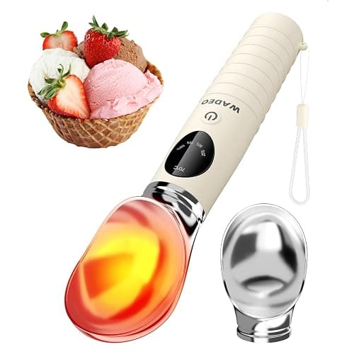 WADEO Cuillère à Crème Glacée Chauffante, Cuillère à Boule Glace Électrique | avec Écran LED, 4 niveaux Chaleur 40-70°C & Étanche IP67, 2500 mAh, Prélever Facilement Glace Dure, Lavable au lave-vaissel - Image 1