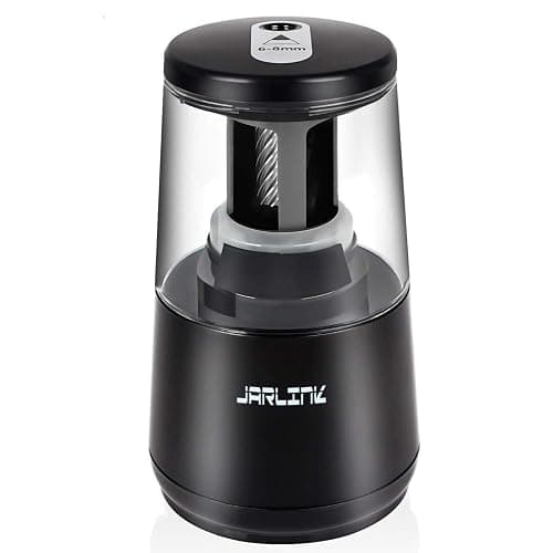 JARLINK Electric Pencil Sharpener, Heavy-Duty Helical Blade to Fast Sharpen, Auto Stop for No.2/Colored Pencils(6-8mm), AC Adapter/Battery Operated in School Classroom/Office/Home (Black) - Image 1