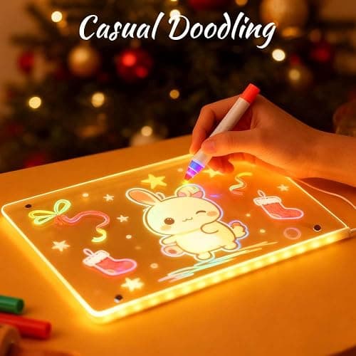 LED Note Board with Colors, 2026 New Led Drawing Board Acrylic Dry Erase Signage Board, Glowing Acrylic Message Marker Board Light up Dry Erase Board with Stand and 7 Colored Pens (A-5.9 * 5.9in) thumbnail 7
