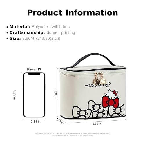 Vimanllie Makeup Bag Large Waterproof Cosmetic Bag with Dedicated Brush Holder, Cute Printed Makeup Organizer for Women Traveling,Portable Toiletry Bag for Girls thumbnail 7
