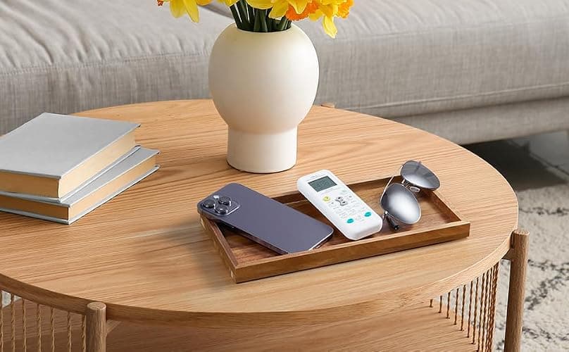 ALELION 11.7" Bathroom Vanity Tray for Counter - Acacia Wood Decorative Tray for Toilet Tank Makeup Perfume Jewelry Catchall Coffee Table - Wooden Kitchen Countertop Organizer for Soap Dispenser thumbnail 5