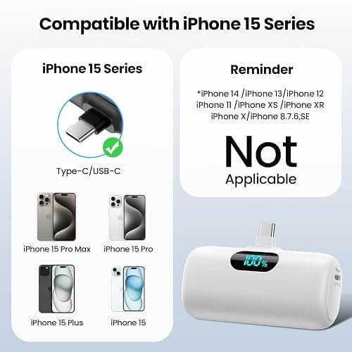 Mini Portable Charger USB C Power Bank,Upgraded 5000mAh PD Fast Charging Battery Pack Built-in USB-C Connector Travel Essential for iPhone17/17Pro/17Pro Max/Air/16 Plus/16Pro Max/15 Series,Android etc thumbnail 2
