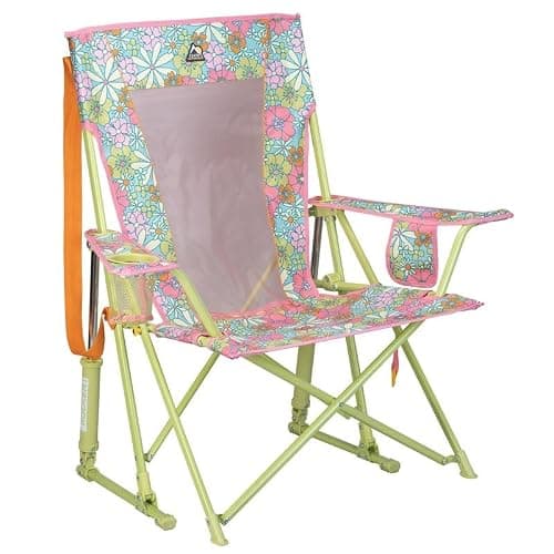 GCI Outdoor Comfort Pro Rocker Camping Chair | Portable Folding Rocking Chair with Durable Armrests & Drink Holder — Floral - Image 1