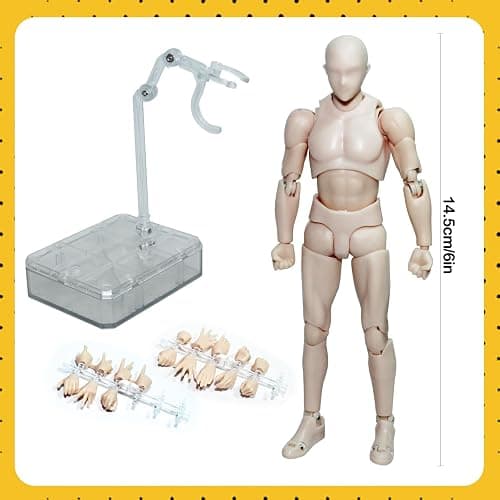 Action Figures Body-Kun DX & Body-Chan DX PVC Figure Model Drawing for S H Figuarts with Box for Artists (Skin color, Male) thumbnail 2
