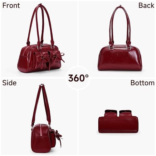Juoxeepy Ita Bag Cute Bow Purse Aesthetic Japanese Shoulder Bag Faux Leather Tote Bag Y2k Red Handbag Purse thumbnail 3