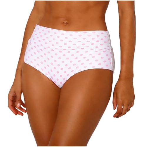 Sreakeio Women Fold Over Bikini Bottom Reversible Polka Dot Bathing Suits Bottoms High Waisted Tummy Control Swim Bottom thumbnail 4