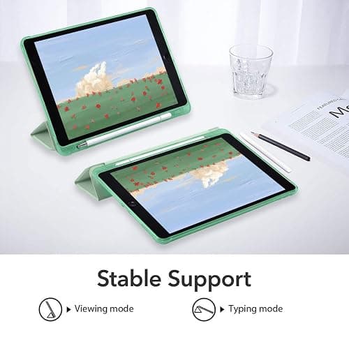 JOYLAND Funny Goose Cartoon Pad Case for 10.2 Inch iPad 9th/7th/8th Generation with Pencil Holder, Auto Wake/Sleep for iPad 2021/2020/2019 Cover, Foldable Smart Stand Green Leather Anti-Scratch Case thumbnail 5