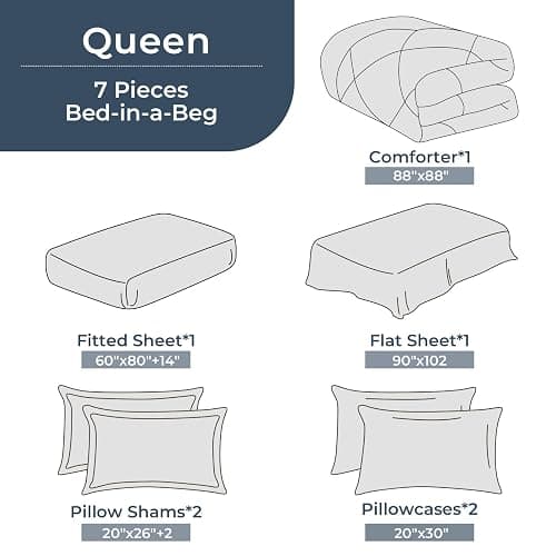 HEVUMYI Light Green Queen Comforter Set - 7-Piece All Season Bed in a Bag Queen, Ultra Soft Bedding Set with Comforter, Flat Sheet, Fitted Sheet, Pillowcases, Pillow Shams - Light Green - Queen thumbnail 5
