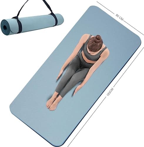 Yoga Mat Double-Sided Non Slip, 72'' x 32'' x 7mm - Extra Wide & Thick Yoga Mat for Women Men Kids, Professional TPE Yoga Mats for Home Workout, Yoga, Pilates and Floor Exercise, with Carrier Strap - Image 1