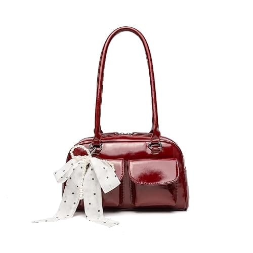 FTDENE Y2K Shoulder Purses for Women Trendy - PU Leather Retro Boston Handbag, Lightweight and Versatile for Work and Travel - Image 1