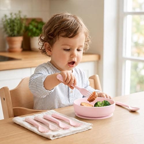 Muulaii 12 Pcs Kids Forks and Spoons, Plastic Kids Utensils Set, Pink | BPA free, Dishwasher Safe, PP Material, Brightly Colored, Easy to Grip, Sized for School Lunch Box, Fits from 2 Years Old thumbnail 2
