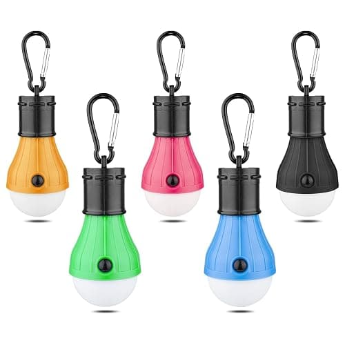 LED Camping Tent Lantern, Portable Outdoor Waterproof Emergency Light Bulb | Battery Powered with Clip Hook, Super Bright, for Hiking, Party,Camping, Fishing, Power Failure (5 Packs, Multi-Color) - Image 1