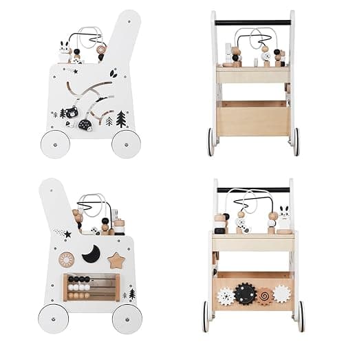 Touch Us Wooden Baby Walker - 5in1 Montessori Activity Cubes, Baby Push Walker for Toddler, 1+ Year Old Boy Girl | Sorting & Stacking Toys, Bead Mazes & Counting Toys thumbnail 5