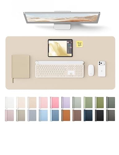 YSAGi Leather Desk Pad Protector, Large Mouse Pad, Non-Slip PU Leather Desk Blotter, Waterproof Writing Pad for Office and Home (31.5" x 15.8", Eggshell) - Image 1