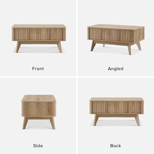 mopio Brooklyn Coffee Table, Lift Top Coffee Tables for Living Room, Mid Century, Modern Farmhouse Center Table with Lifting Top & Hidden Storage, Fluted Panel, Rising Pull Up (Oak Fluted) thumbnail 11