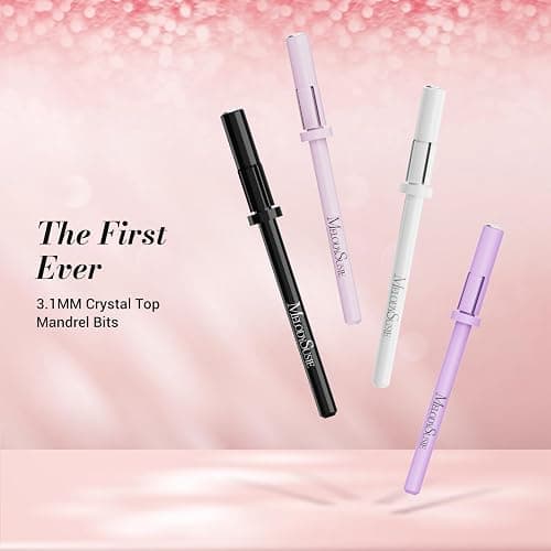 MelodySusie Small Crystal Top 3.1mm Mandrel Bit for Nails, 3/32'' Easy Off Nail Drill Bits for Sanding Bands, Suitable for Acrylic Nails Gel Manicures and Pedicures, Rose Pink thumbnail 2