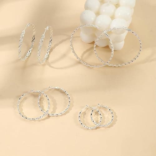 Senteria 925 Sterling Silver Earrings Hoops for Women Lightweight Twisted Hoop Earrings With Cubic Zirconia Hypoallergenic Hoops Earrings (20/30/40/50/60MM) thumbnail 6
