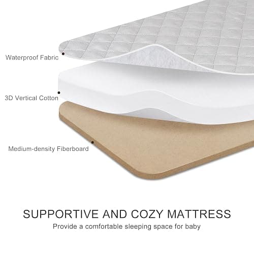 Jimglo 3 in 1 Baby Bassinet, Rocking Bassinets with Comfy Mattress and Wheels, Adjustable Height Bassinet Bedside Sleeper, Easy Folding Portable Crib for Newborn (Khaki) thumbnail 5