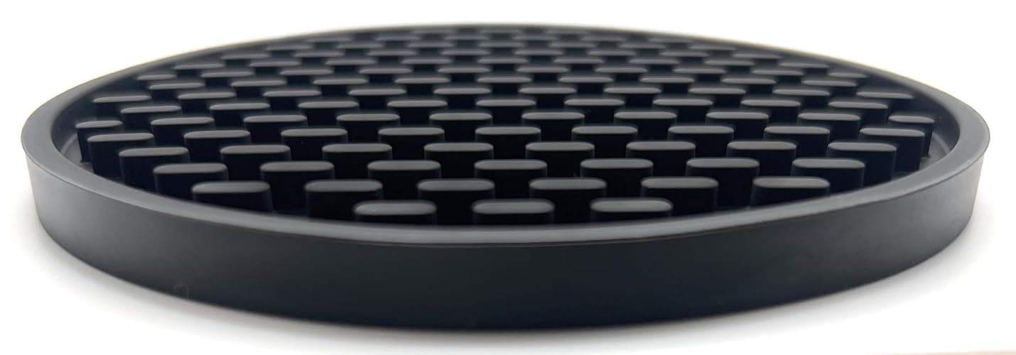 Happitasa 4.25 Inch Bar Mat Style Silicone Beverage Coasters, Set of 6 with Holder (Black) thumbnail 3