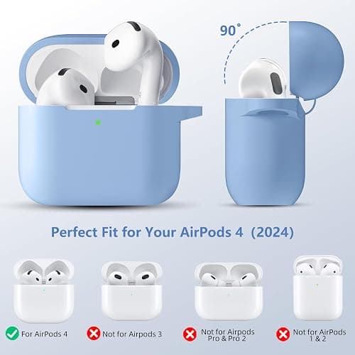 Dgege for Airpods 4th Generation Case Cover(2024),Soft Silicone Full Protective Case for AirPods 4 Case with Keychain & Cleaner Kit,Compatible with Apple Airpods 4 for Women,Men（Lilac） thumbnail 2