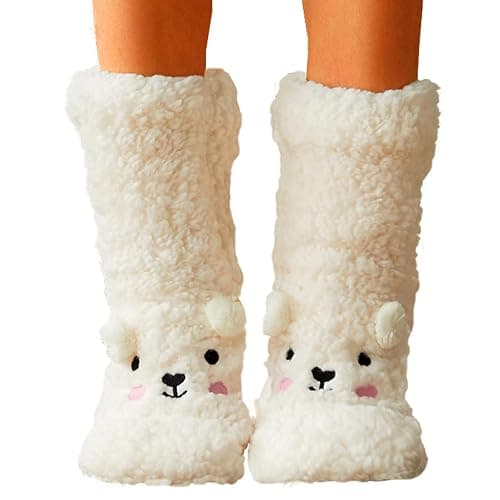 Evankin Fuzzy Socks for Women Slipper Socks Fluffy Cute Animal Indoor Non-slip Slipper Mid-calf-socks Comfy Winter Gifts - Image 1