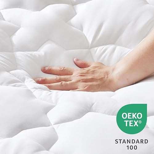 CozyLux Twin XL Mattress Pad, 450GSM Quilted Cooling Cotton Top, Extra Deep Pocket 8-21", Oeko-TEX Certified, Plush Soft & Breathable Bed Pad, Back to School College Dorm Essential (39"x80", White) thumbnail 3