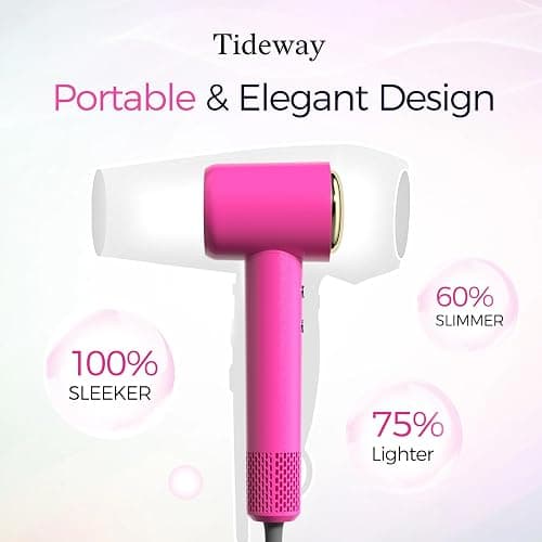Tideway Hair Dryer Professional High-Speed Ionic Blow Dryer 110,000 RPM, Compact Hair Dryer with Magnetic Diffuser, Fast Drying with Brushless Motor Low Noise Smart Temperature Control-H11 thumbnail 7