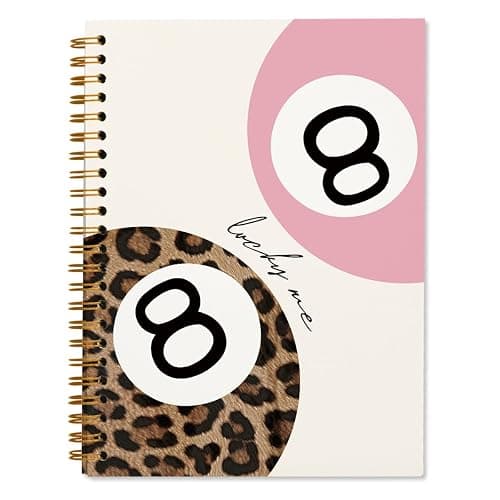 WXHUM Pink 8 Ball Cheetah Notebook Journal for Teen Girls, Journaling Notebook for Women, Funky Cheetah Leopard Journal Notebooks for Girl Work School Study Writing Notes, 5.5x8.3 - Image 1