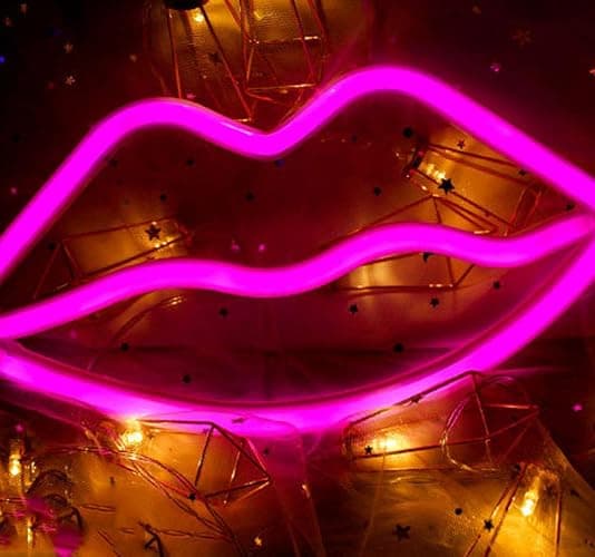 MorTime Cute Neon Signs, LED Neon Light for Party Supplies, Girls Room Decoration Accessory, Table Decoration, Children Kids Gifts (Lip Shaped) thumbnail 5